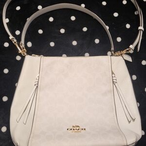 Coach White Shoulder Bag with Gold Hardware